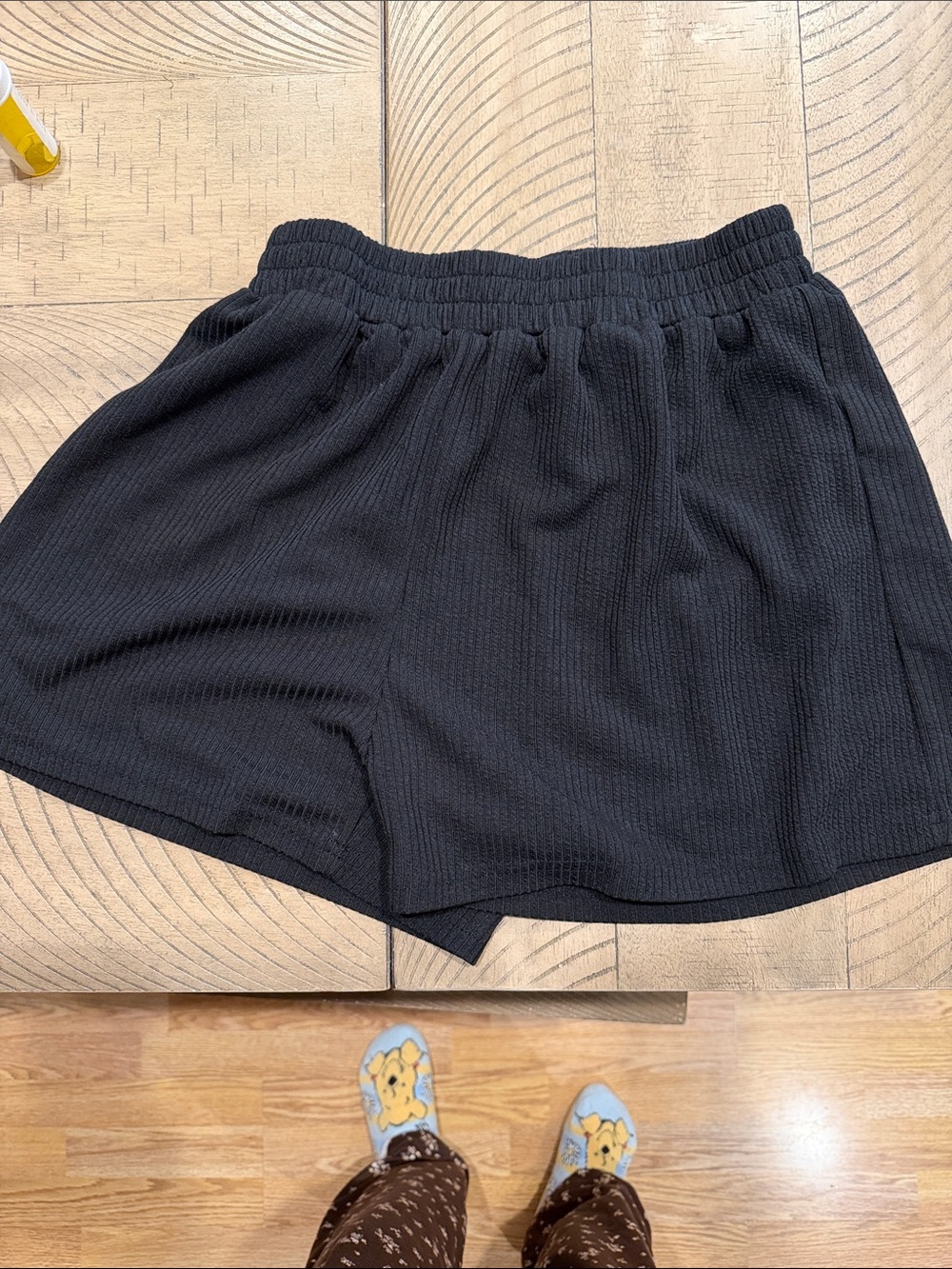 SHEIN Black Ribbed Elastic Waist Athletic Shorts